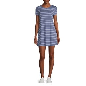 NWOT Indigo And White Striped Short Sleeve Swing Dress Size Large